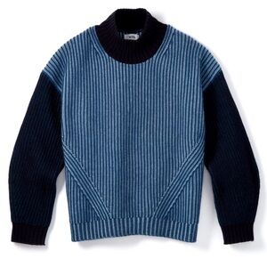 Women’s Naamad Turtleneck Color Block  Blue Sweater, NWT